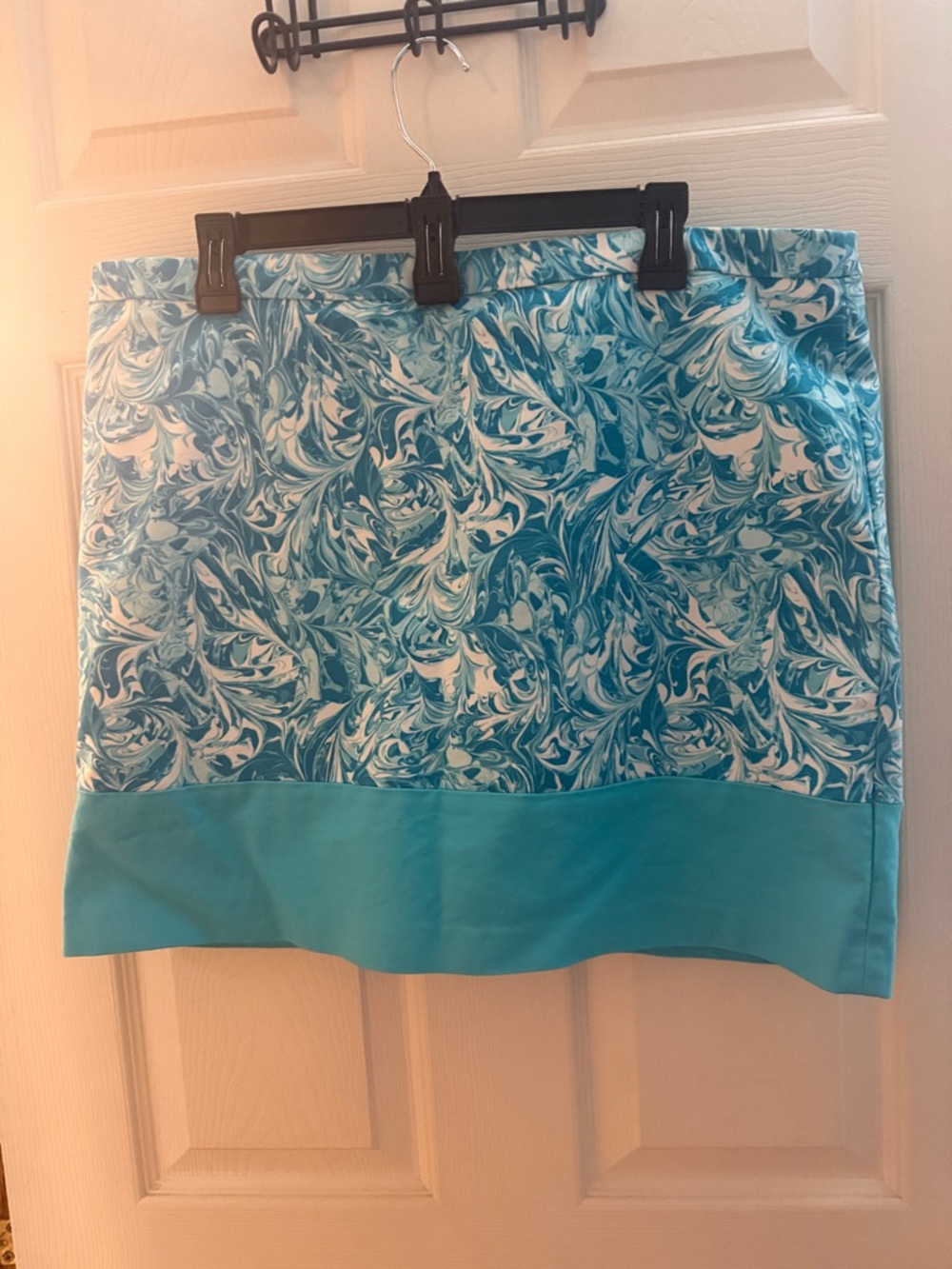 Michael Kors Turquoise Marble Print Mini Skirt